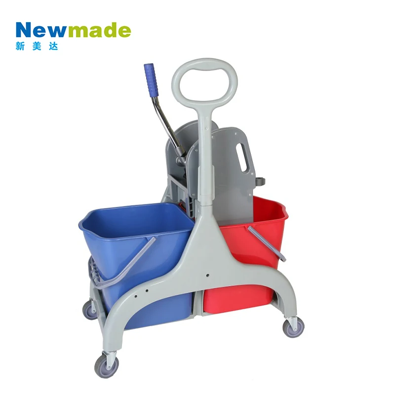 Commercial Mop buckle  46L Down press double wringer trolley, with hand grip, 2x23L bucket H0222