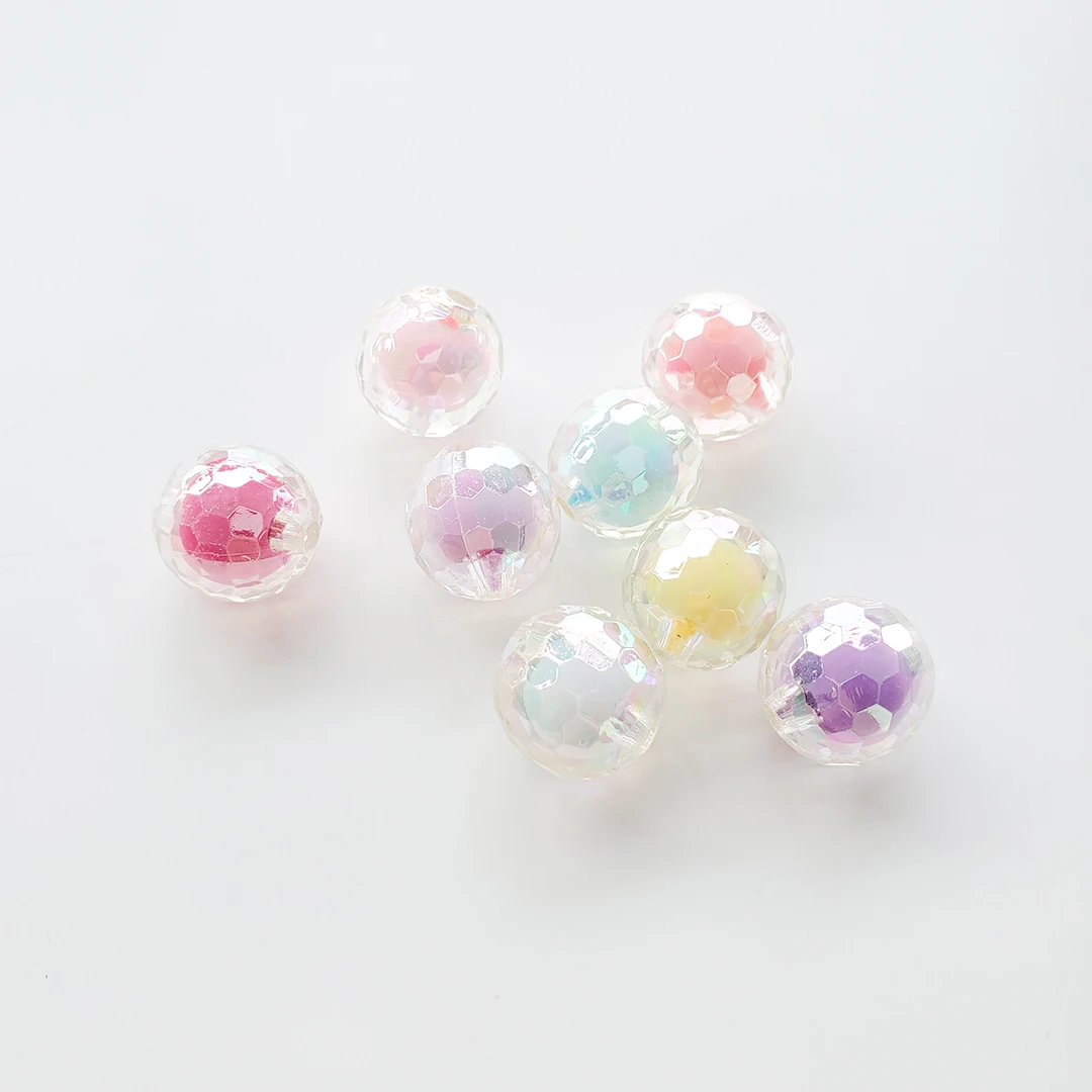 Clear Glitter Round Beads Transparent Korean 7 Color 16 mm Straight Hole Loose Beads DIY Jewelry Earrings For Jewelry Making