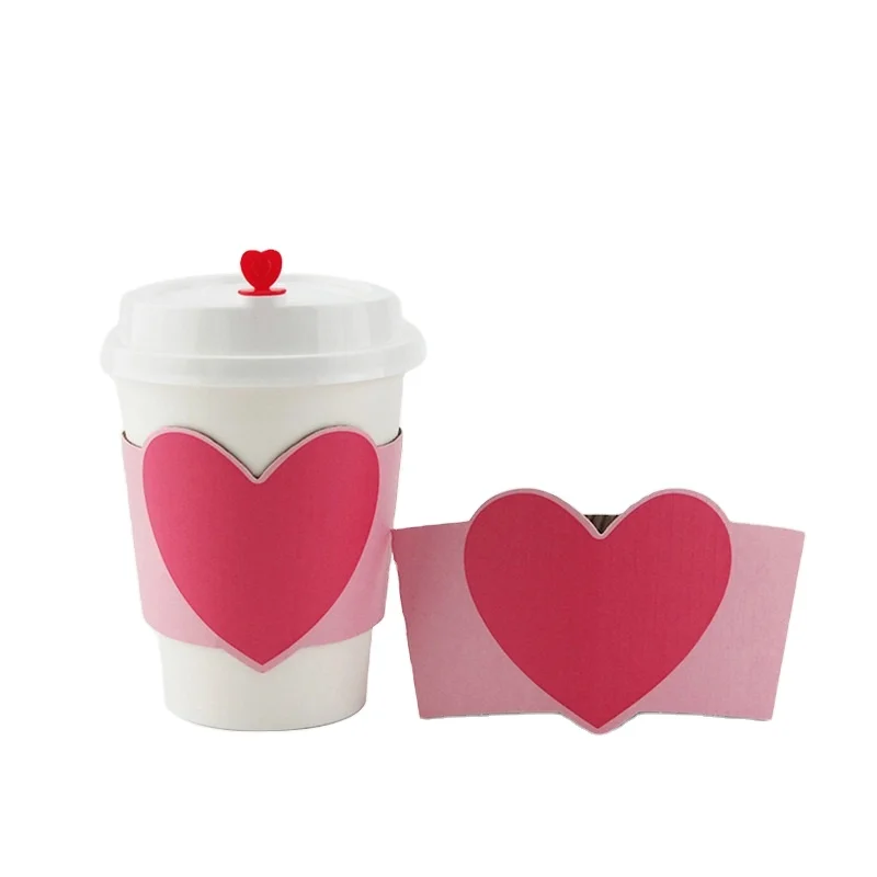 Heart shape biodegradable compostable hot drink coffee cup insulating sleeves