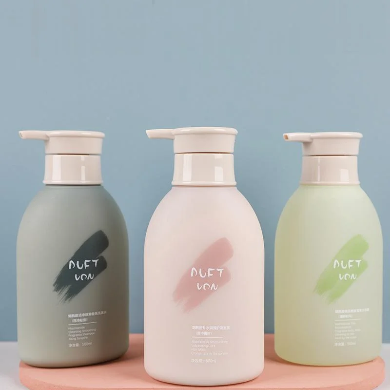 High Quality Colourful PE 300Ml 400Ml 500Ml 750Ml Shampoo Pump Bottle Lotion Round Shoulder for Cosmetic