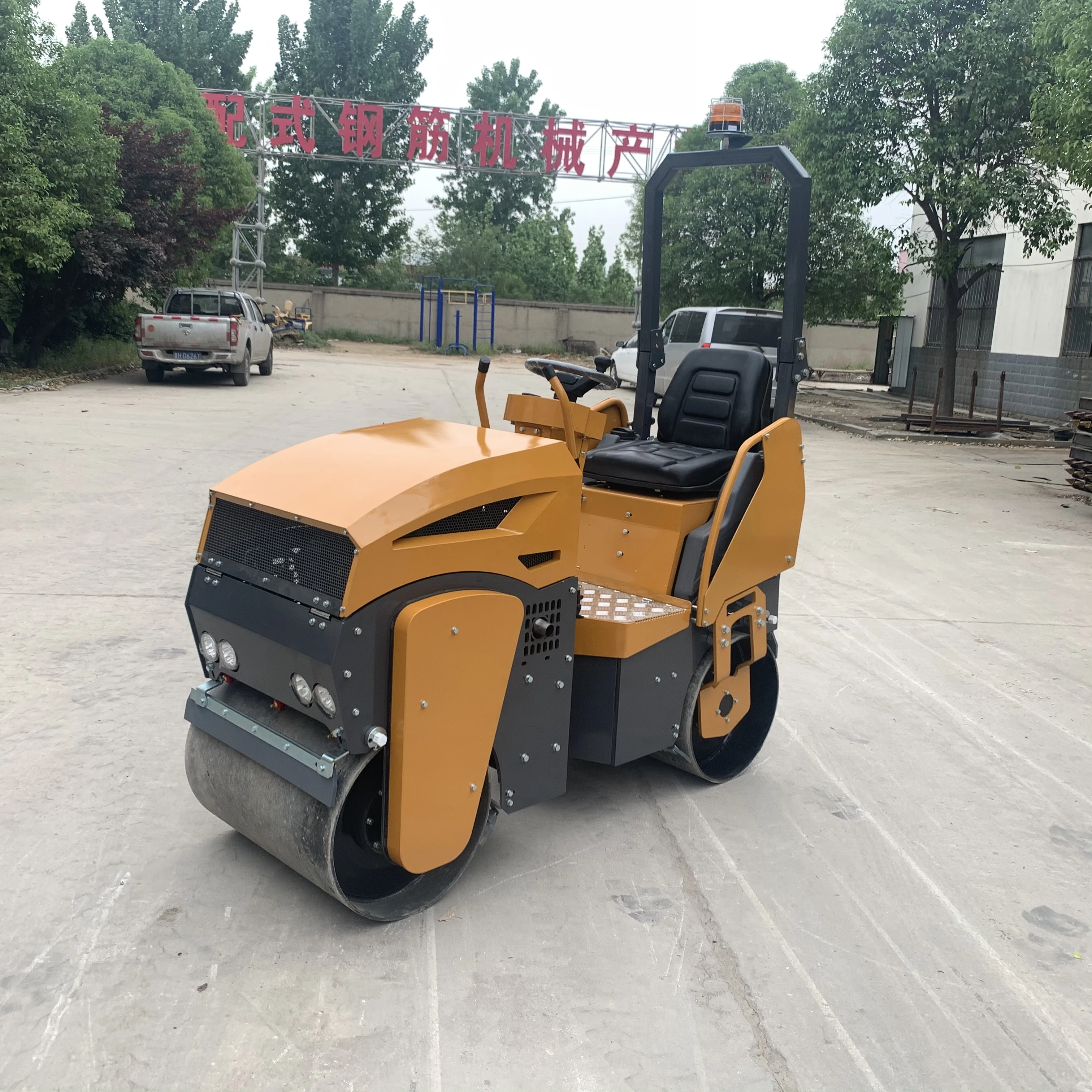 1000kg Double Drum Single Vibratory Road Roller Hydraulic Steering Pump Price Compactor