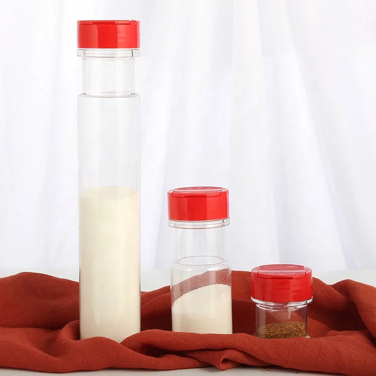 Food Grade Factory Clear PET Plastic Shaker Bottle Seasonsing Packaging Spice Pepper Powder Spice Plastic Jars