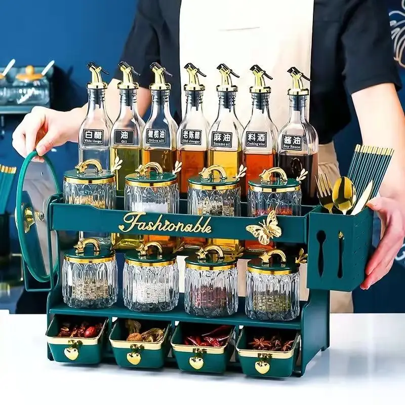 Creative kitchen seasoning box seasoning jar household knife rest combination