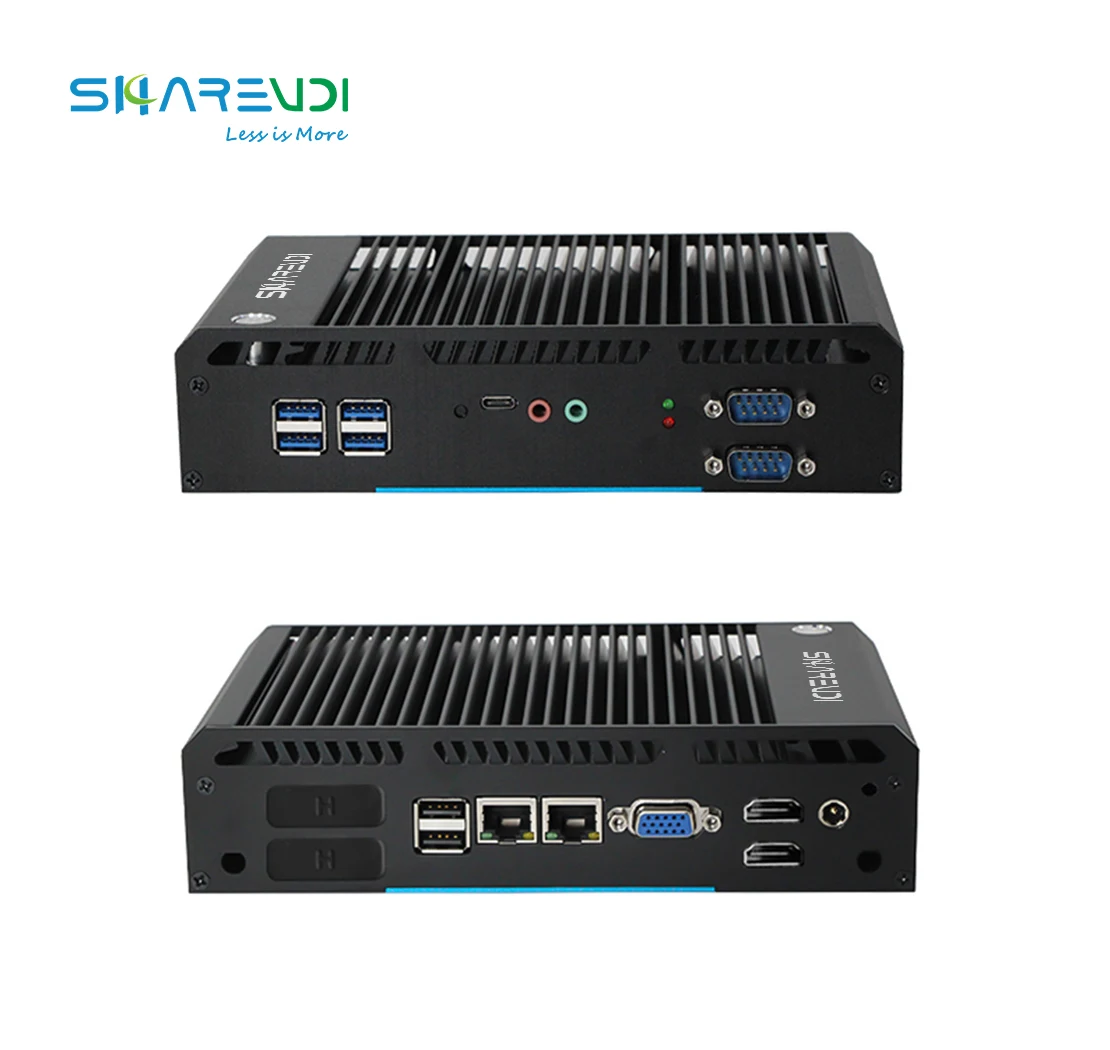 
Wholesale Quad Display Fanless Dustproof MINI PC with 4 RS232 and 2 LAN Port 