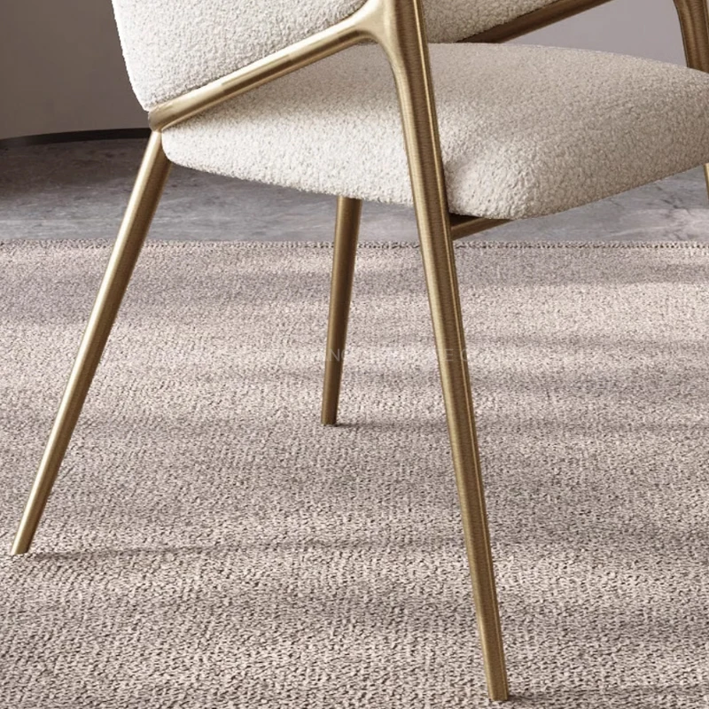 Velvet Design Living Room Furniture Luxury Kitchen Chairs Stainless Steel Boucle Accent Dining Chair With Gold Leg