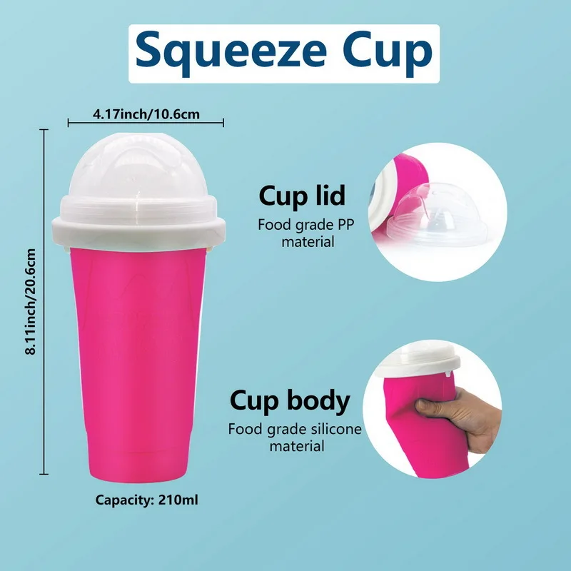 Frozen Squeeze Slushy Cup Maker Private Labeling Smoothie Cups Magic Slushy With Lid And Straw