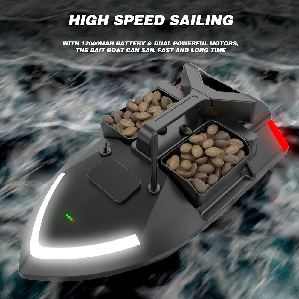 SINC100 Sea Fishing Bait Boat 3 Hopper 2KG Loading GPS Auto Navigation bait boat 500m 40 dots Autopilot Boat With Night Light
