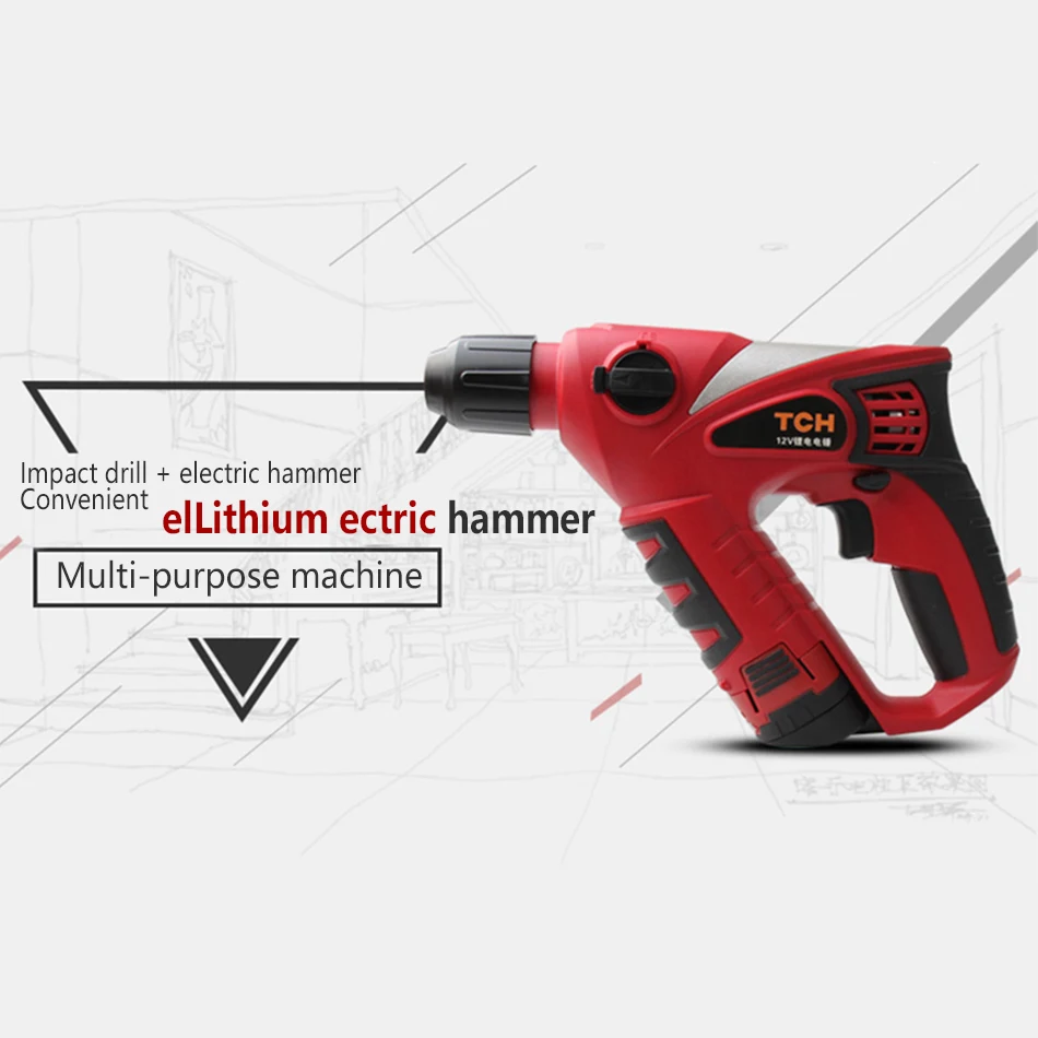 NEWONE 12V lithium battery electric hammer impact electric drill dual purpose screwdriver high torque screwdriver home wireless