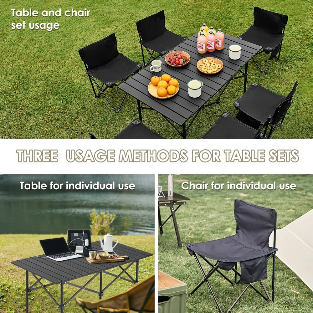 Custom Portable Patio Outdoor Portable Camping Folding Table And Chairs Set
