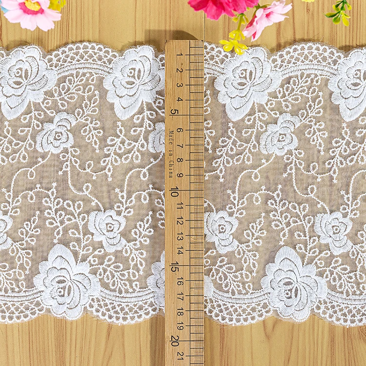 High Quality Cotton Trim Trimmings Lace Fabric Manufacturers Exquisite White Flower Embroidery Can be Used for Tie-dye