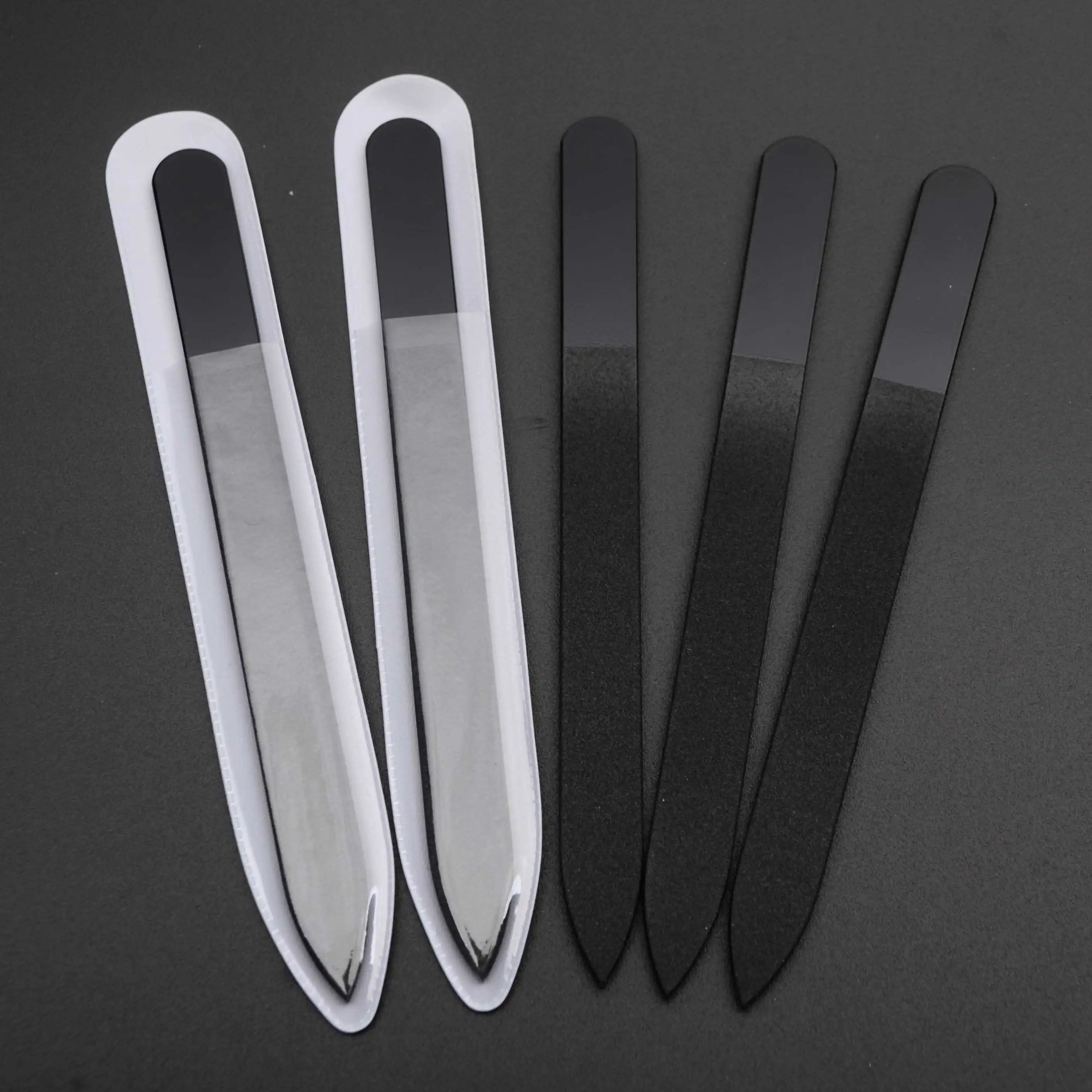 Glass nail shaping files for natural&artificial nails, nail polish file in leather pouch, French mani pedi art shiner file