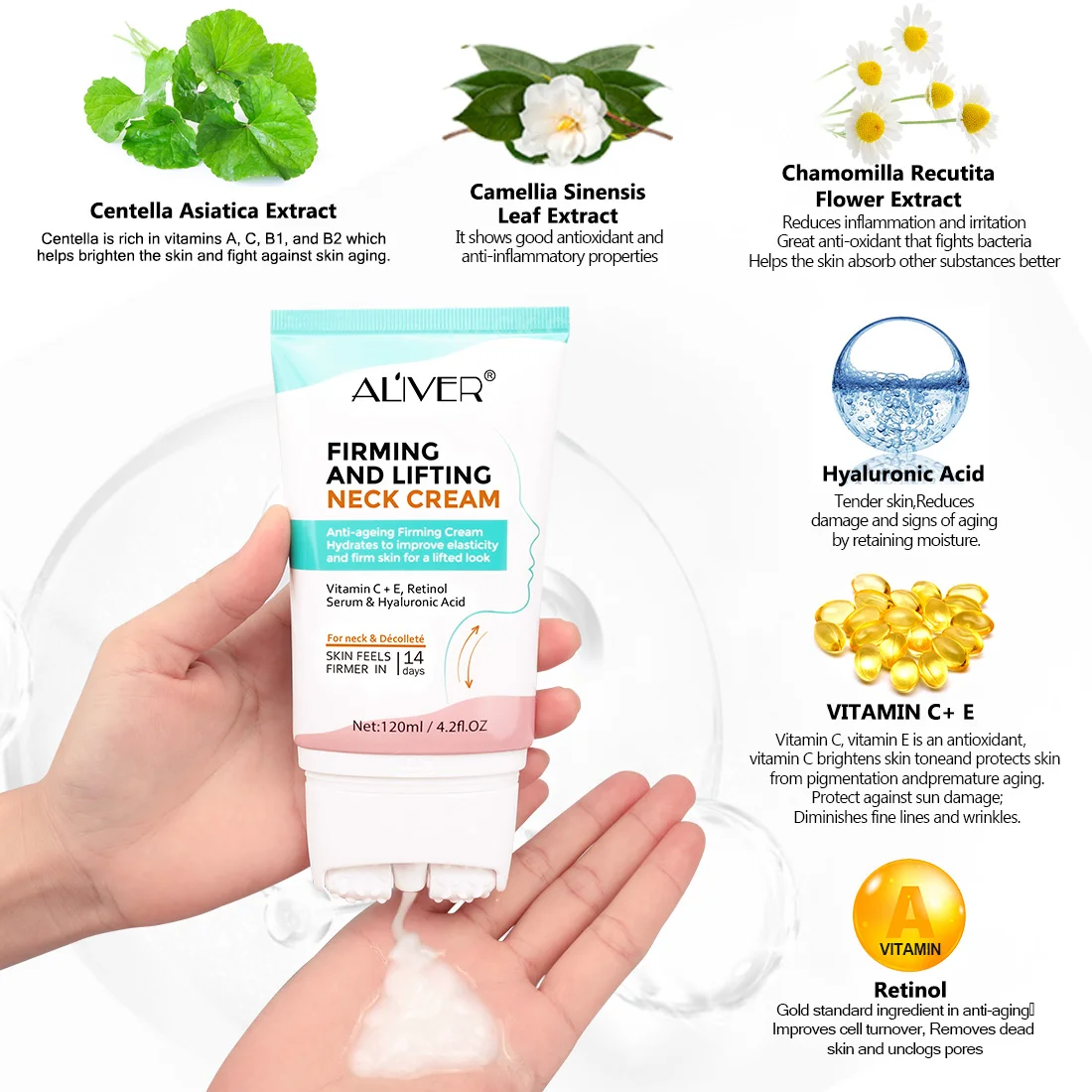 OEM Private Label Natural Organic Neck Whitening Cream Anti Aging Lifting Firming Skin Care Massage Neck Cream