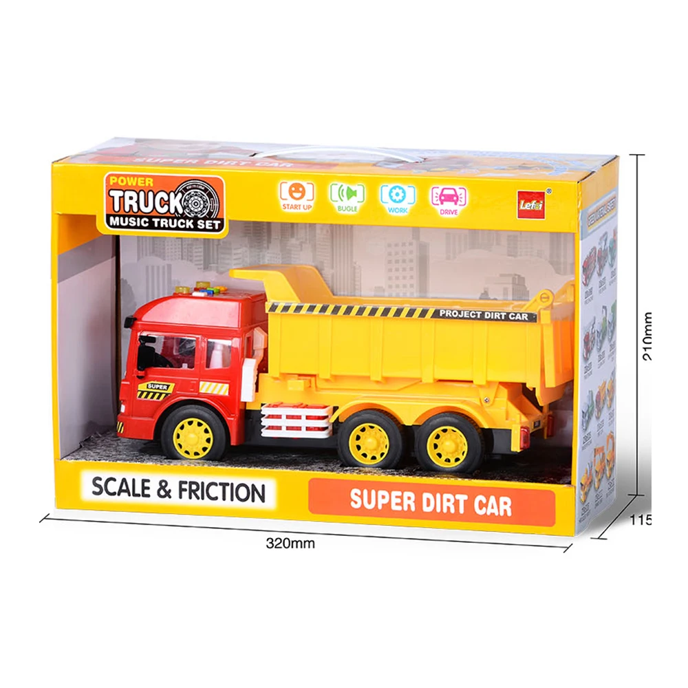 Friction Powered Toy Dump Truck With Lights & Sound Friction Truck Push And Go Toy For Boys & Girls