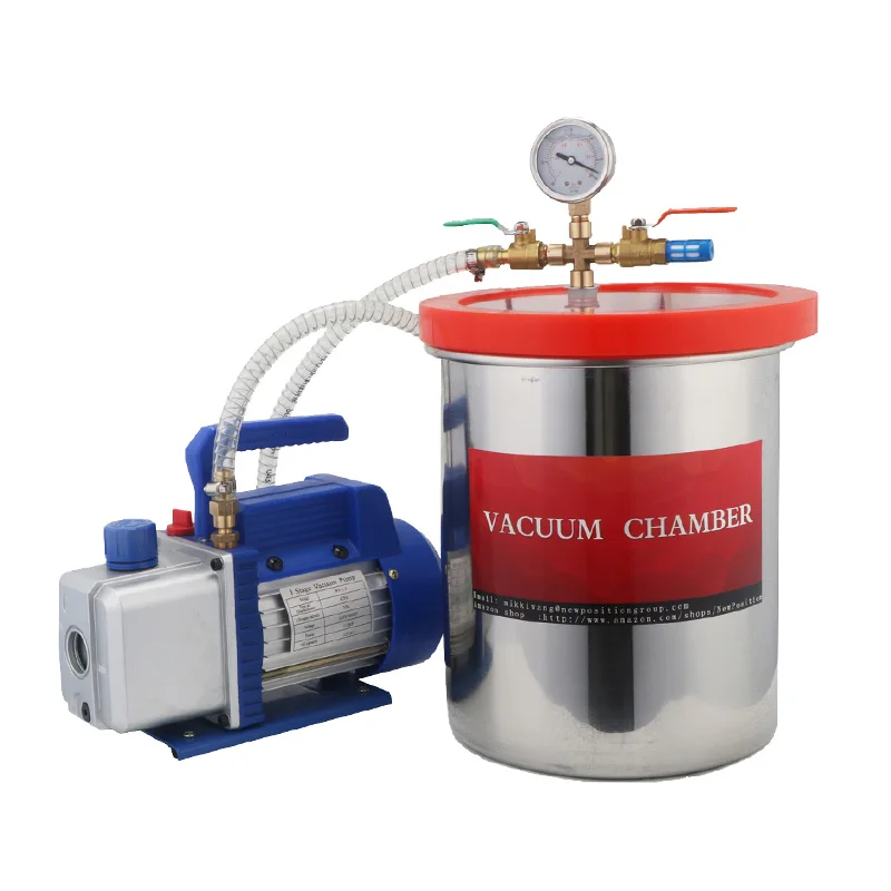 Stainless steel 2 gallon Vacuum chamber and single stage 3cfm vacuum pump kit for resin degassing