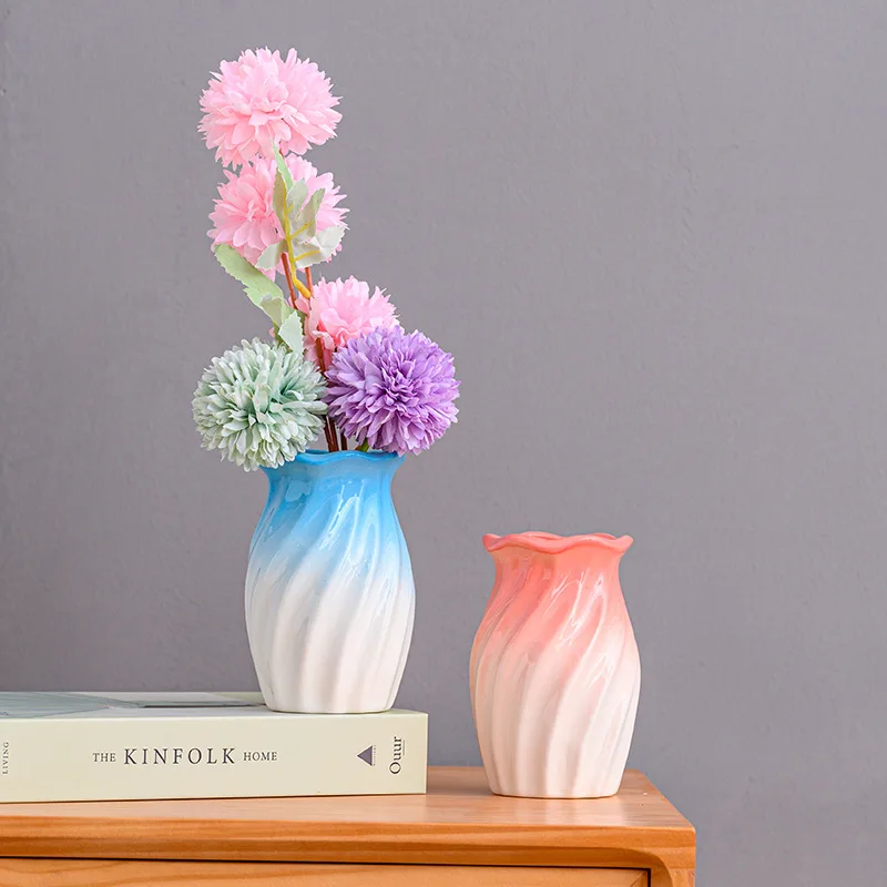 Creative Cross-Border Ceramic Vases Home Furnishings Ocean Waves Design Living Rooms Hydroponic Flower Pots Fresh Flower