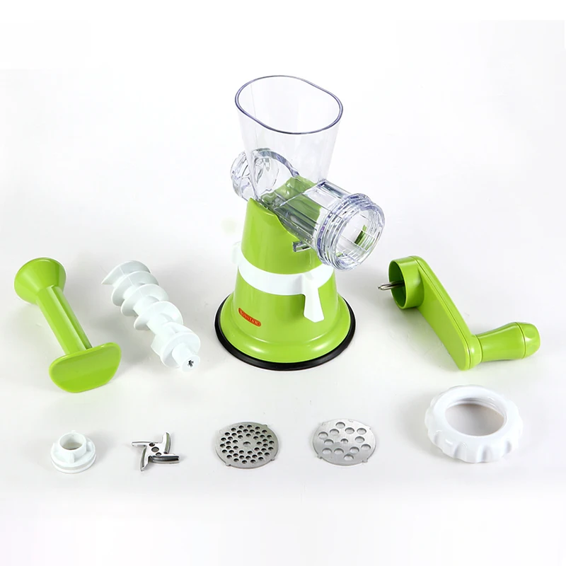 Innovative Design Plastic Suction Base Portable Manual Mincing Meat Grinder With Sausage Maker