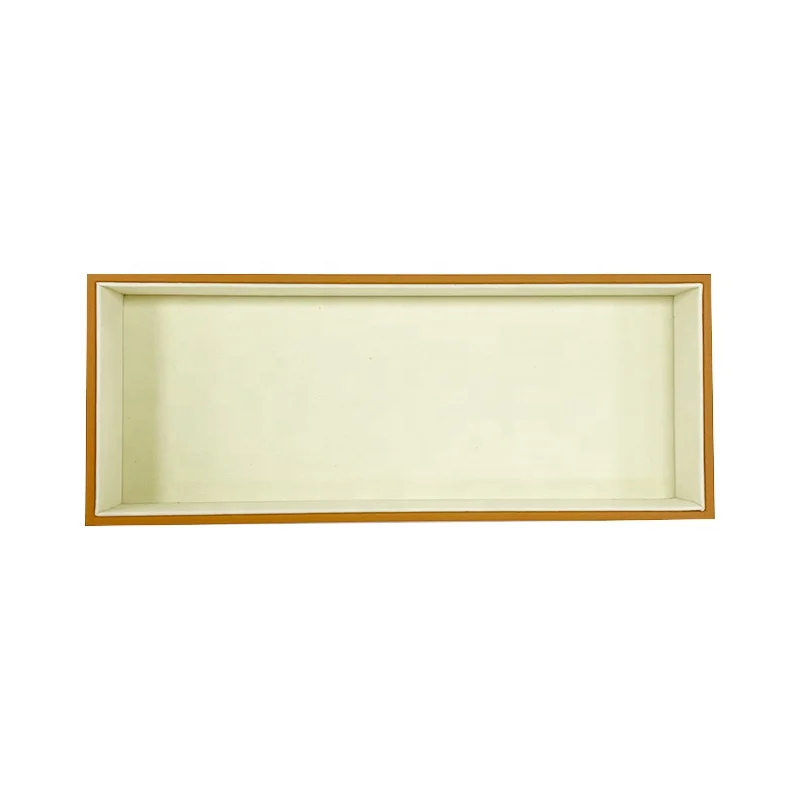 Orange PU Leather Cloakroom Closet Wardrobe Dresser Drawer Desktop Storage Jewellery Watch Glasses Organizer Valet Tray Set