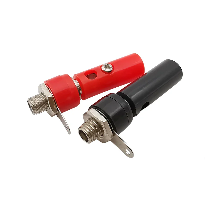 4mm Banana Male Plug + Female Socket Connector Audio Speaker Adapter Black Red