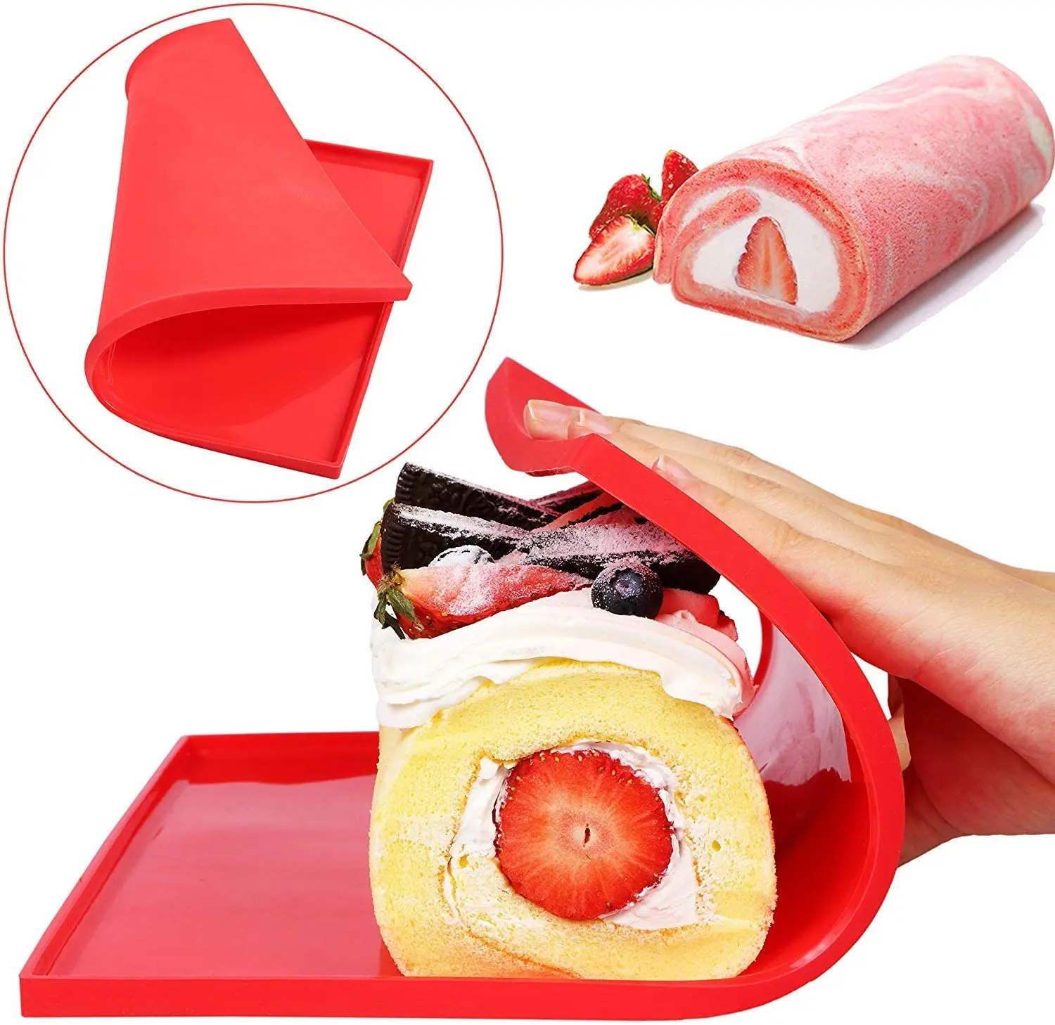 2022 New typle Factory wholesale non-stick reusable silicone jelly roll baking pan  Making Swiss Cake silicone mat with lip