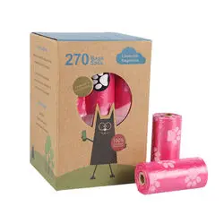 Eco-Friendly Compostable Degradable Dog Poop Bag Waste Bag Pet Cleaning Bag 18 Rolls Per Box Lavender Scented