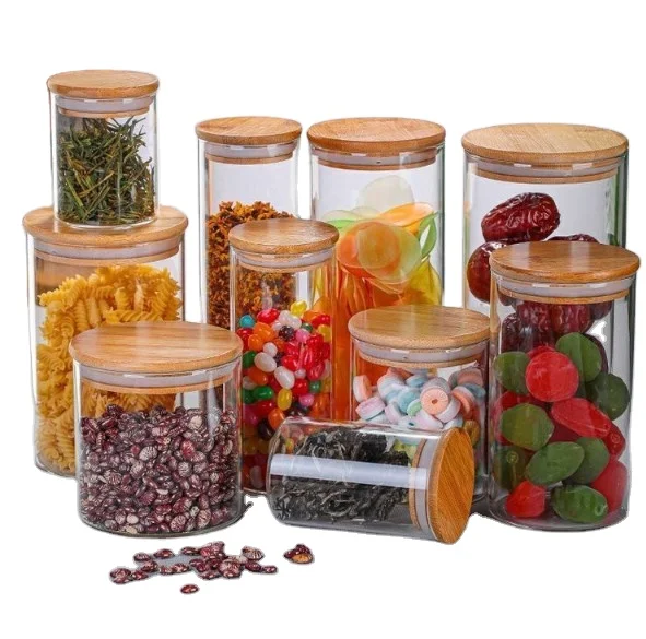 Manufacturers wholesale glass candle jar storage jar household food dried fruit grains storage jar with lid