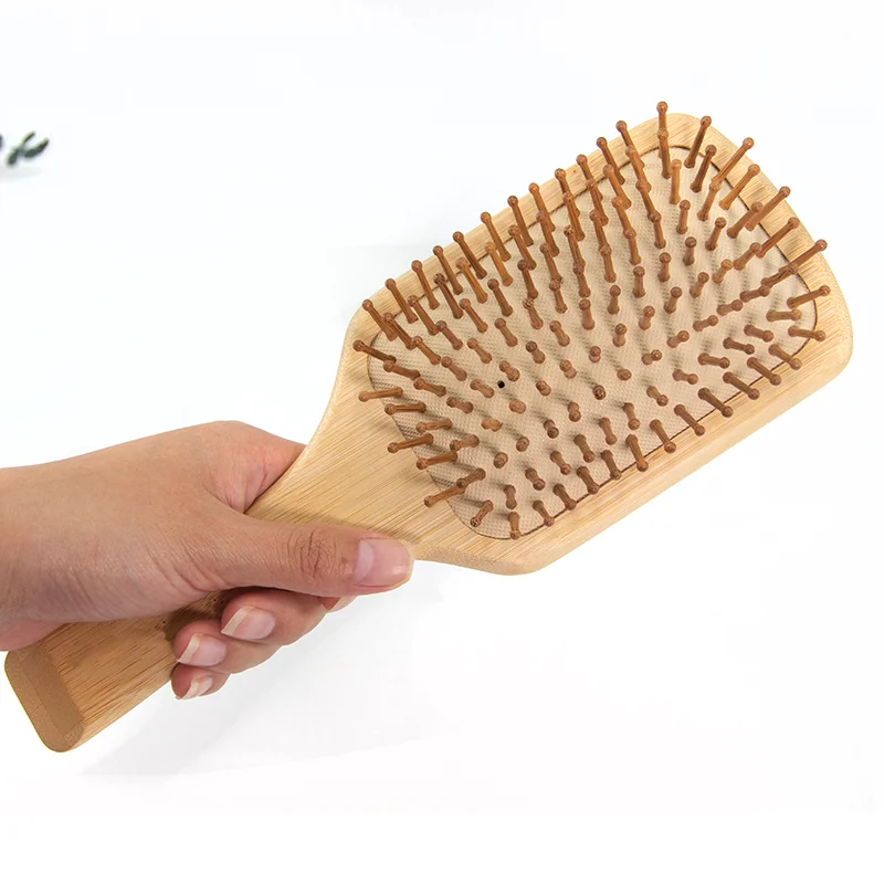 100% Natural Eco Friendly Organic Bamboo Wood Bristle Brush Adult Child Baby Bamboo Wood Paddle Hair Brush