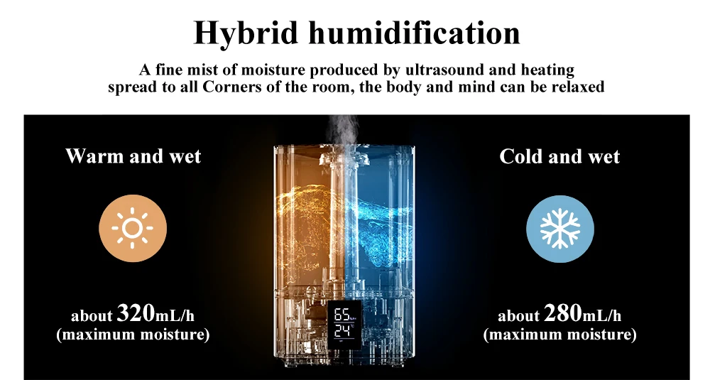 RUNAL 4L Top Fill Big Steam Cool Warm Mist Heat Large Umidificador Ultrasonic Humificador Humidificador H2o Air Humidifier