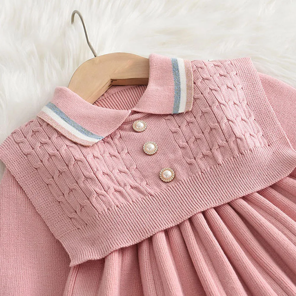 Hot Selling Winter Sweater Knit Cotton Cardigan Set Soft Girl Knitted Sweater Skirt Set Organic Baby Girls Clothing Set