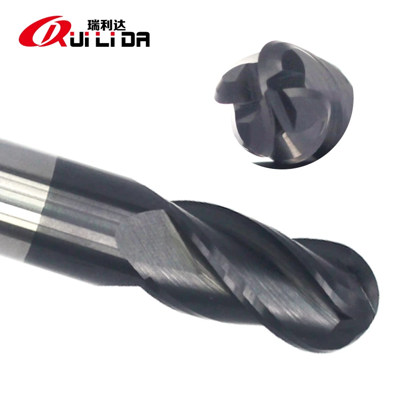 RLD  high efficiency HRC50  4 flutes carbide ball nose endmill cnc carbide cutting tools for steel