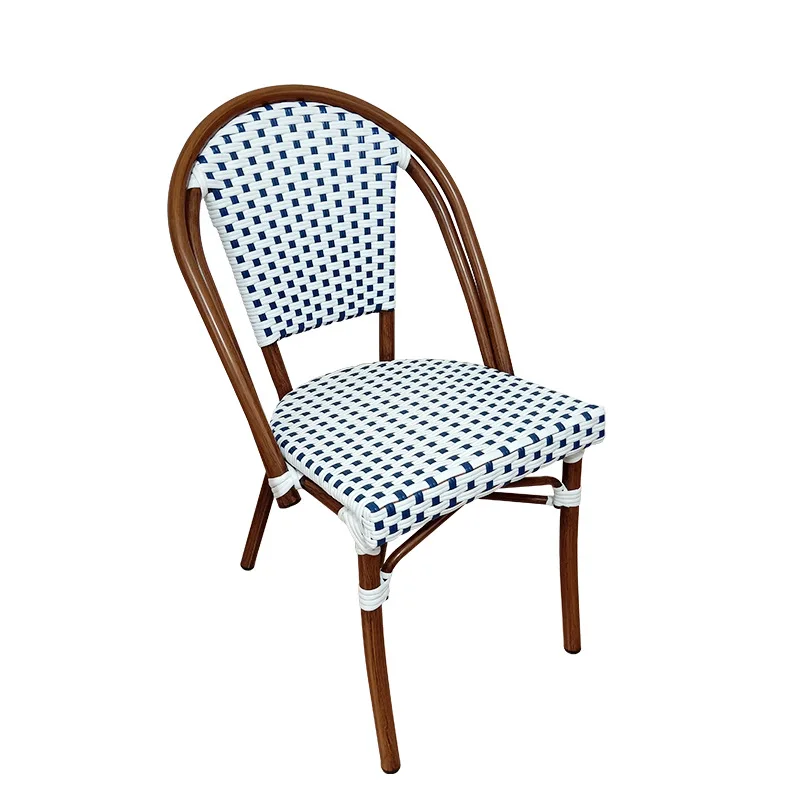 Waterproof stackable woven cafe french bistro rattan outdoor garden dining chair
