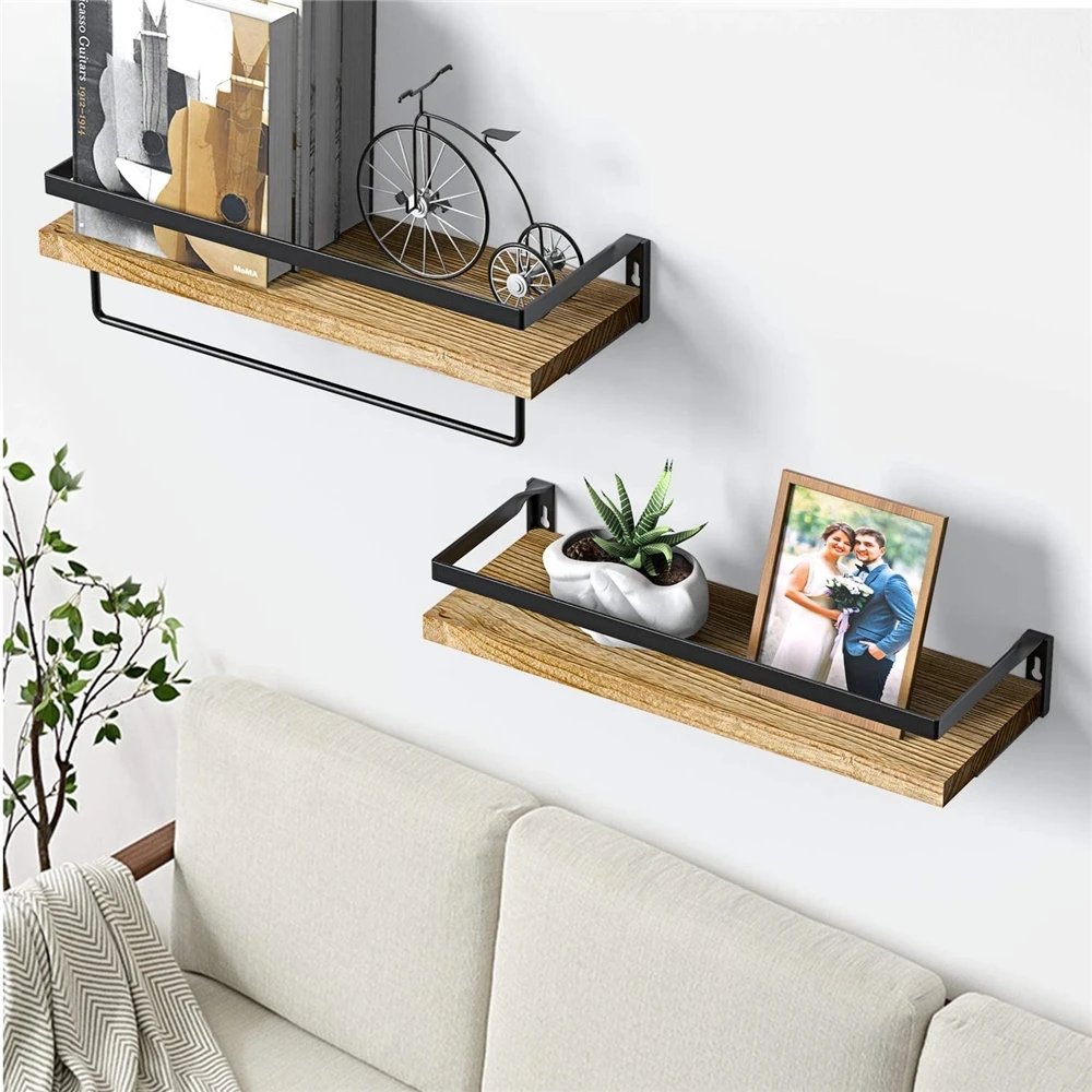 Shelf Hanging Storage Furniture Metal Antique Industrial Vintage Rustic Solid Wood Mounted Floating Shelves For Wall CNLF