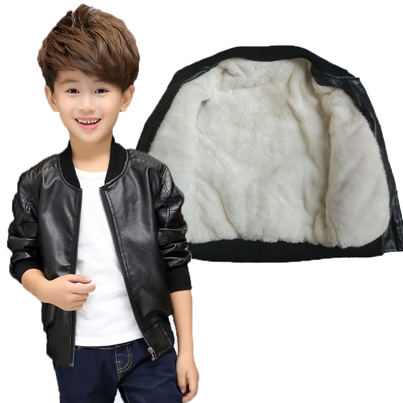 Fashion Children Clothes Boys Coats Baby PU Leather Jacket Solid Colors Toddler Boy Jacket