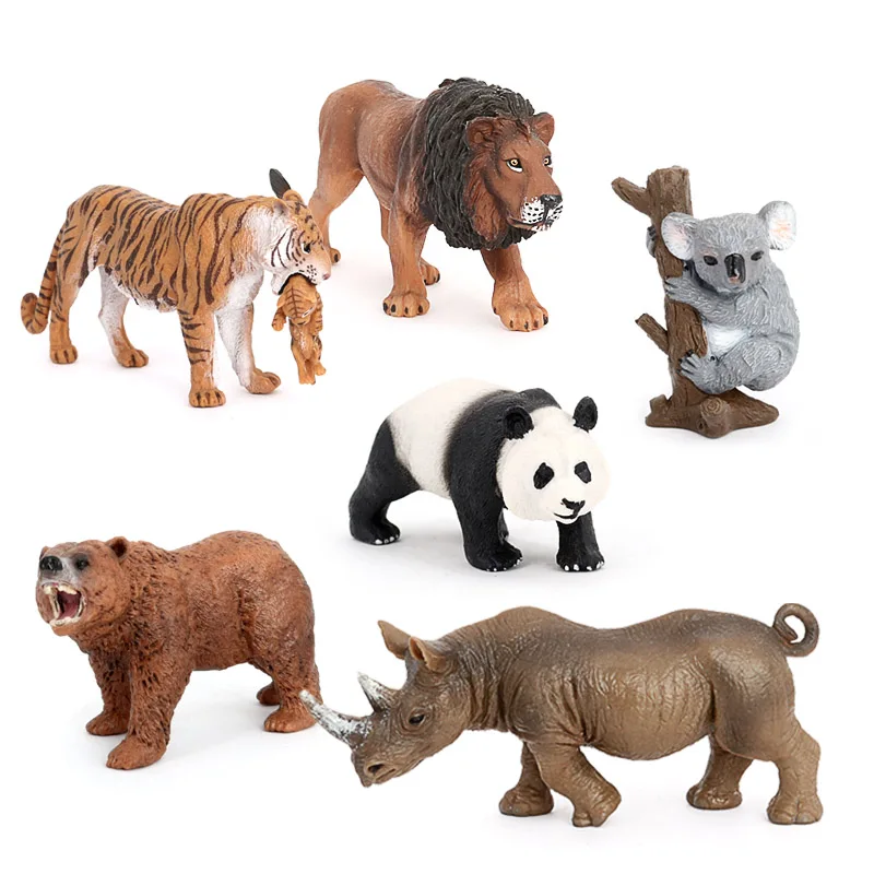 Wholesale Solid PVC Simulation  Statue Model 8 Pcs Wild Animal Toys Pack Animal Figurines Toys