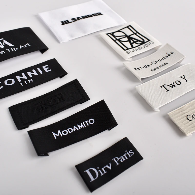 Custom Clothing Woven Label Durable Polyester End Fold Neck Labels for Garments for Shoes and Bags woven labels