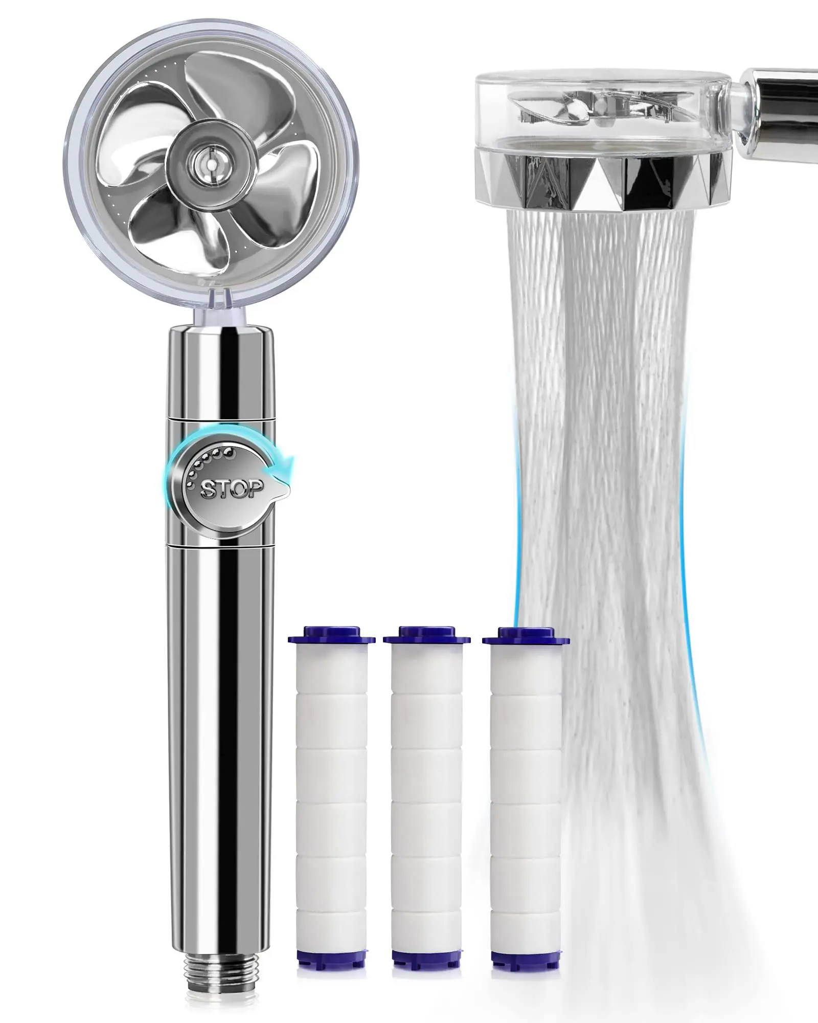 Вентилятор для душа высокого давления веер распыла турбонаддувом 360 градусов вращающийся портативный вентилятор фильтр насадки для душа