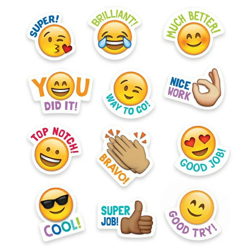 Adhesive Stickers Toys Decorated Children Teachers Reward Stickers Letter Emoticons Smiley Face Coated Paper Cute Cartoon CN;ZHE