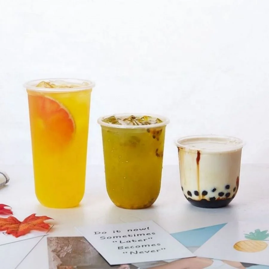 Yogurt Plastic Cups With Lid 8 Oz Lids And Straws Cup For Cake Top Out Plastic Blister PP Cup With Lid