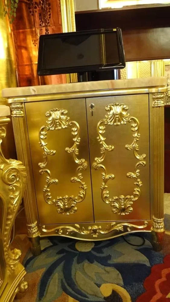 European classical luxury gold wooden bar table for hotel
