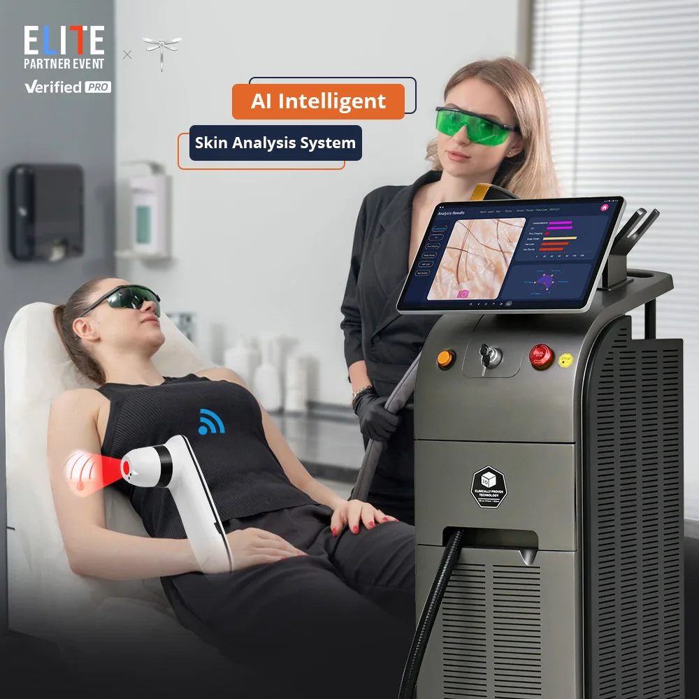 Ai skin analysis 2024 600-2000w Hair Removal Diode Laser 4 Waves Beauty Machine ice Titanium 2 Handle Ice 755 808 1064nm 1~10hz