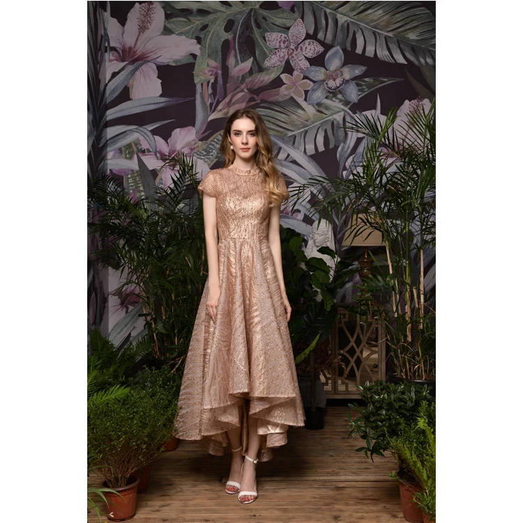 New Design Fashion rose gold satin party Prom Gowns 2022 luxury evening dress