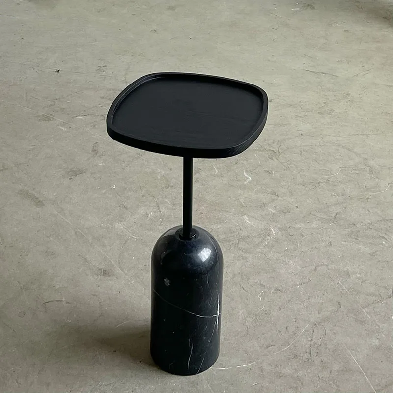 Black marble tables white stone base marble altar table Dining Table Circular Nail Dressing Bedside Night Stand