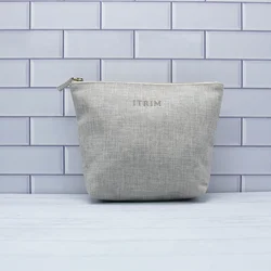 Fashion gray jute wallet zippered bag luxury cosmetic bags custom ziplock gray jute bags