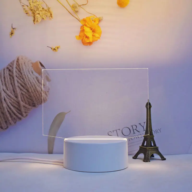 LED Base Light-Emitting DIY Bedroom 3D Night Light Message led note board Creative LED Wooden Ornaments led light board