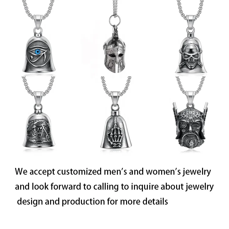 7FLOWER Punk Jewelry Religious Accessories Chunky Stainless Steel Necklace Vintage Lucky Bells Virgin Mary Necklace to My Son