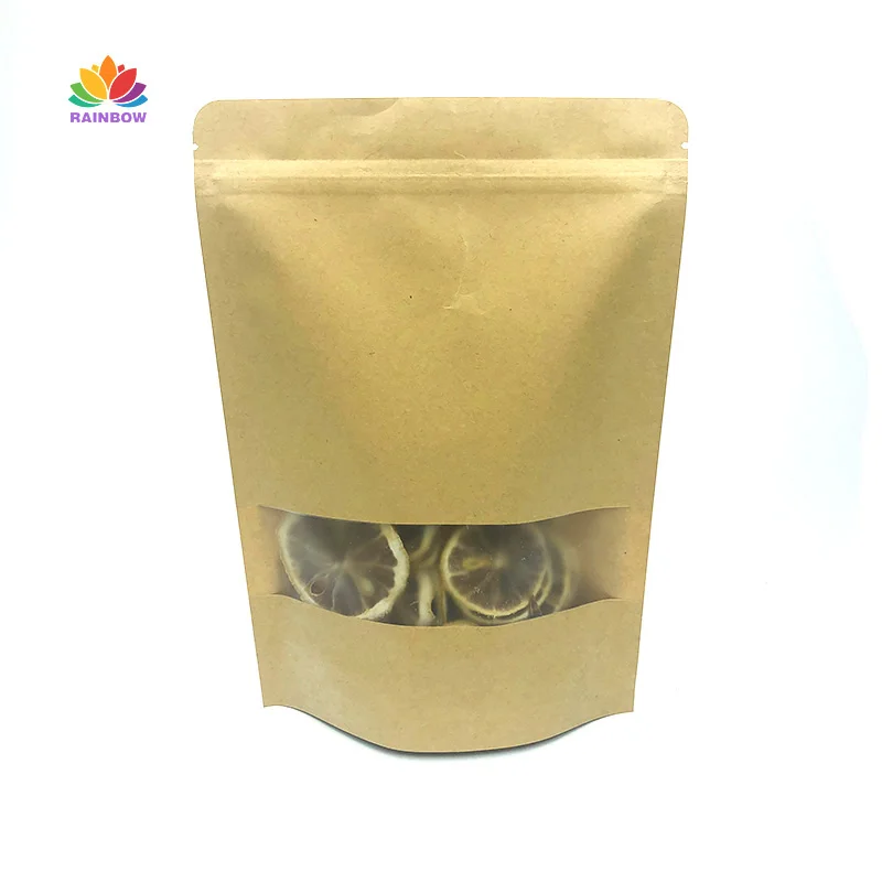 
Doypack Zipper White Brown Kraft Craft Paper stand up kraft paper ziplock bag 