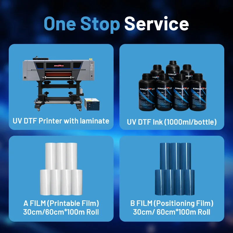 Kingjet A3 uv dtf printer with laminator Roll to Roll UV DTF Printing Printer Wholesale Price 2 in 1 Combo Set UV DTF Printer