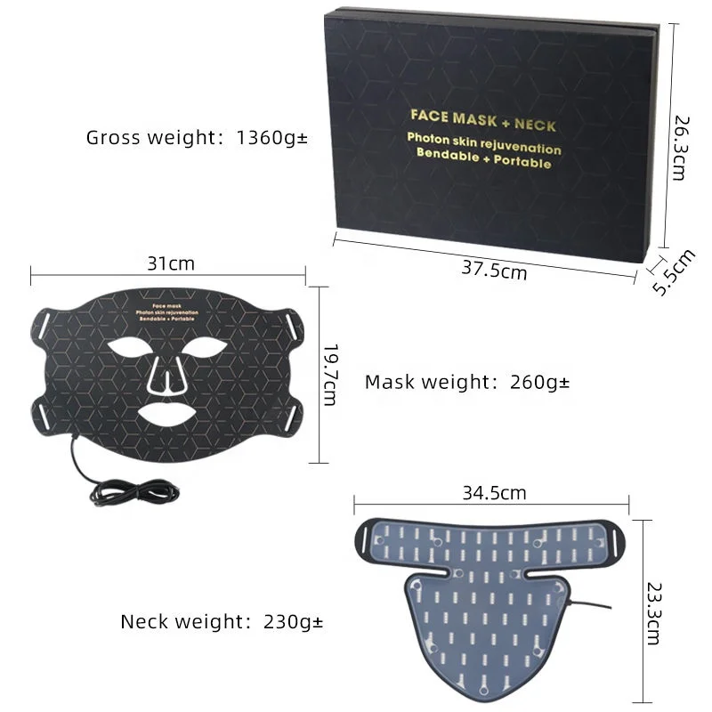 Silicone Led Red Light Therapy Facial Face Mask 240pcs 460 590 630 850nm PDT Infrared Lamp 4 Colors Photon Therapy