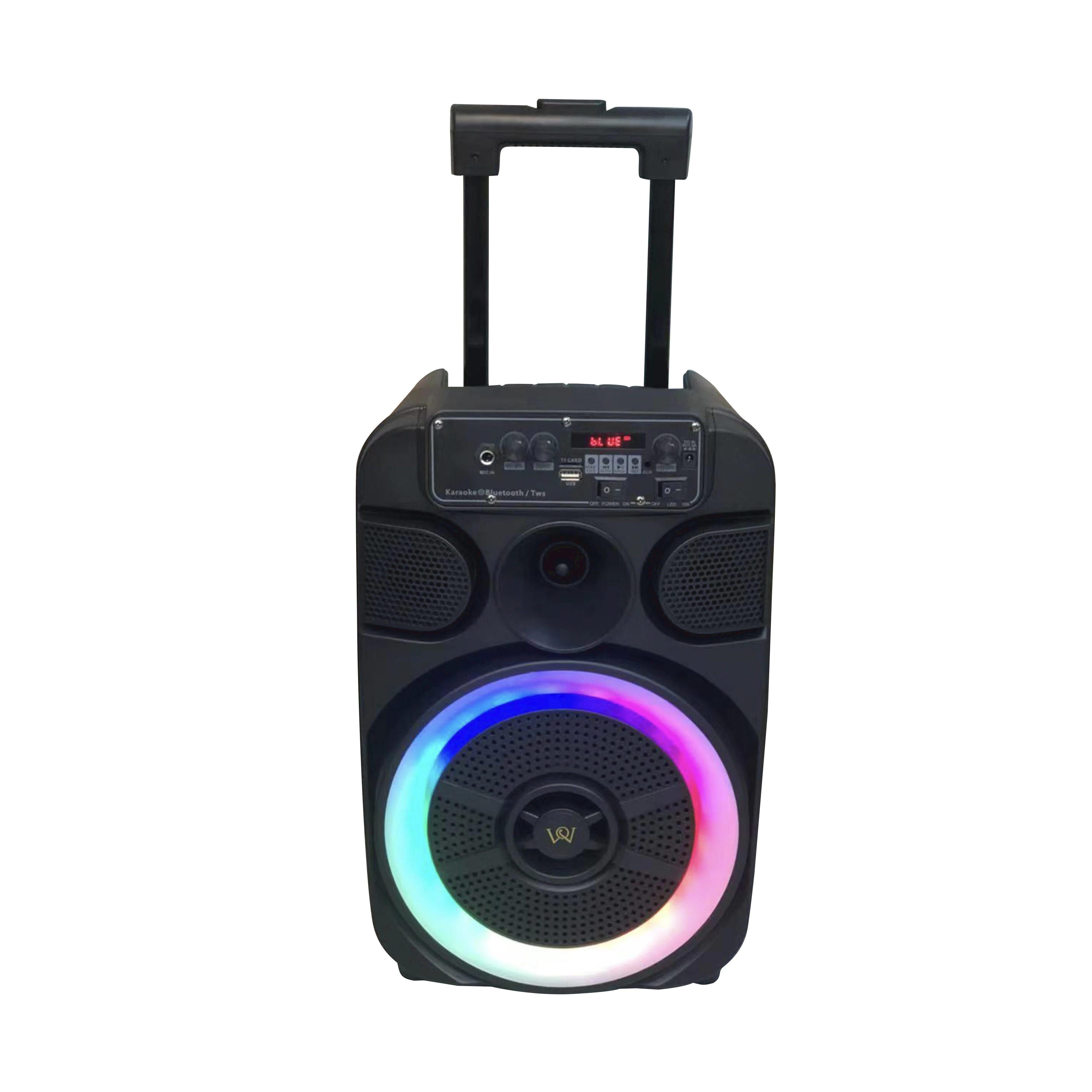 8 Inches Multimedia DJ Stunner WJQ-2208 LED LARGE Trolley SPEAKER  WITH WIRELESS MICROPHONE