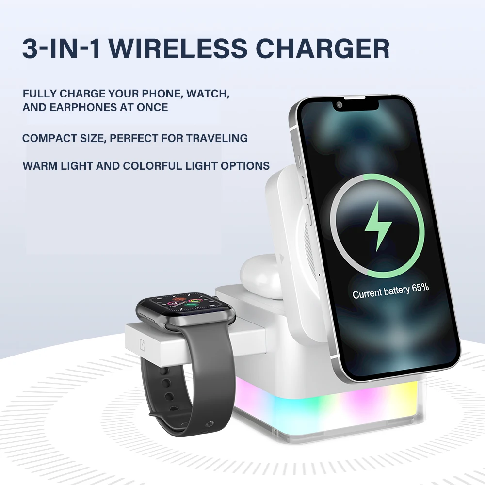 Factory New Charger Stand 4 in 1 Foldable Magnetic Wireless Charging Station for iPhone 16 15 14 13 12 Series AirPods iWatch
