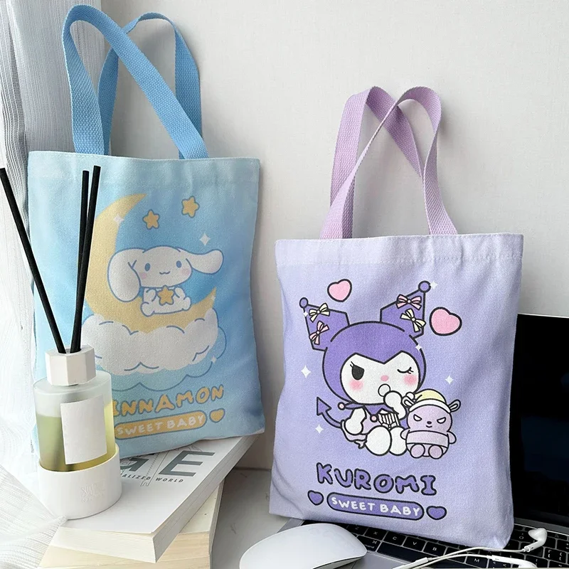 Kawaii SanrioCanvas сумка большой вместимости модная для хранения покупок Pochacco Kuromi Cinnamoroll